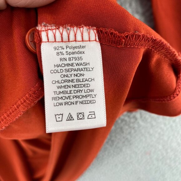 Susan Graver Sweater Womens 3X Plus Orange Cardigan Travel Knit Stretch Ruched* - Picture 7 of 10